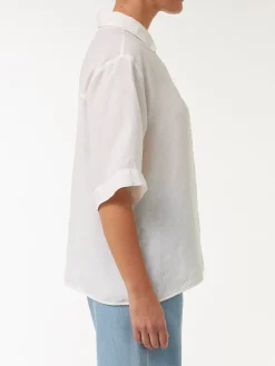 Bluse halbarm aus Bio Leinen(weiß, 38)