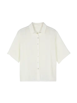 Bluse halbarm aus Bio Leinen(weiß, 38)