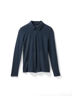 Blusenshirt Langarm aus Bio Baumwolle(navy, 38)
