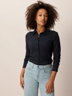 Blusenshirt Langarm aus Bio Baumwolle(navy, 38)