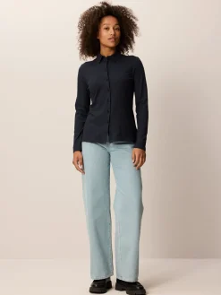 Blusenshirt Langarm aus Bio Baumwolle(navy, 38)
