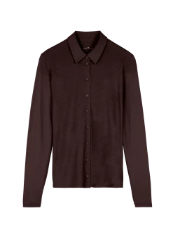 Blusenshirt Langarm aus Bio Baumwolle(aubergine, 34)