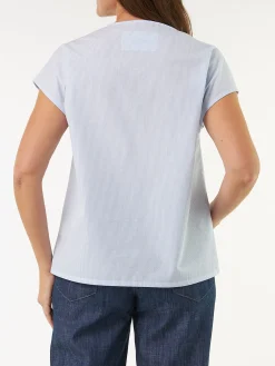 Bluse ärmellos aus Bio Baumwolle(blau/weiss streif, 38)