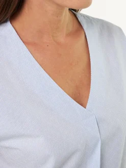 Bluse ärmellos aus Bio Baumwolle(blau/weiss streif, 38)