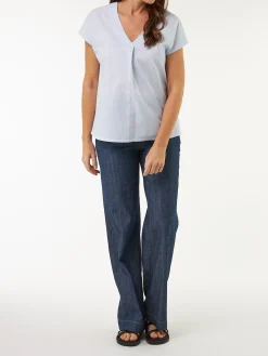 Bluse ärmellos aus Bio Baumwolle(blau/weiss streif, 38)
