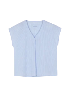 Bluse ärmellos aus Bio Baumwolle(blau/weiss streif, 38)