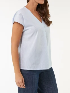 Bluse ärmellos aus Bio Baumwolle(blau/weiss streif, 38)