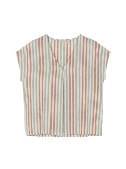 Bluse ärmellos aus Bio Leinen(seegras/bernstein streif, 38)