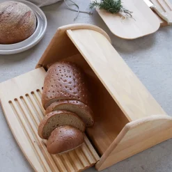 Brotkasten mit integriertem Brotschneidebrett40 x 30 x 16,5 cm, Buche geölt