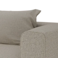 Ecksofa Sereno mit Schlaffunktion, B 300 x T 235 cm(Wollstoff Tano natur hell, Buche, Eckteil links)