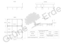 Familienbett Jukai Pur mit Stegbetthauptinkl. Lattenrost, 250 x 200 cm (Buche)