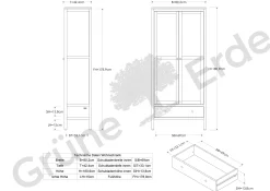 Glasschrank Ettore mit einer Lade(1 FB fix, 2 FB variabel) B 80 x T 40 x H 180.9 cm (Buche)