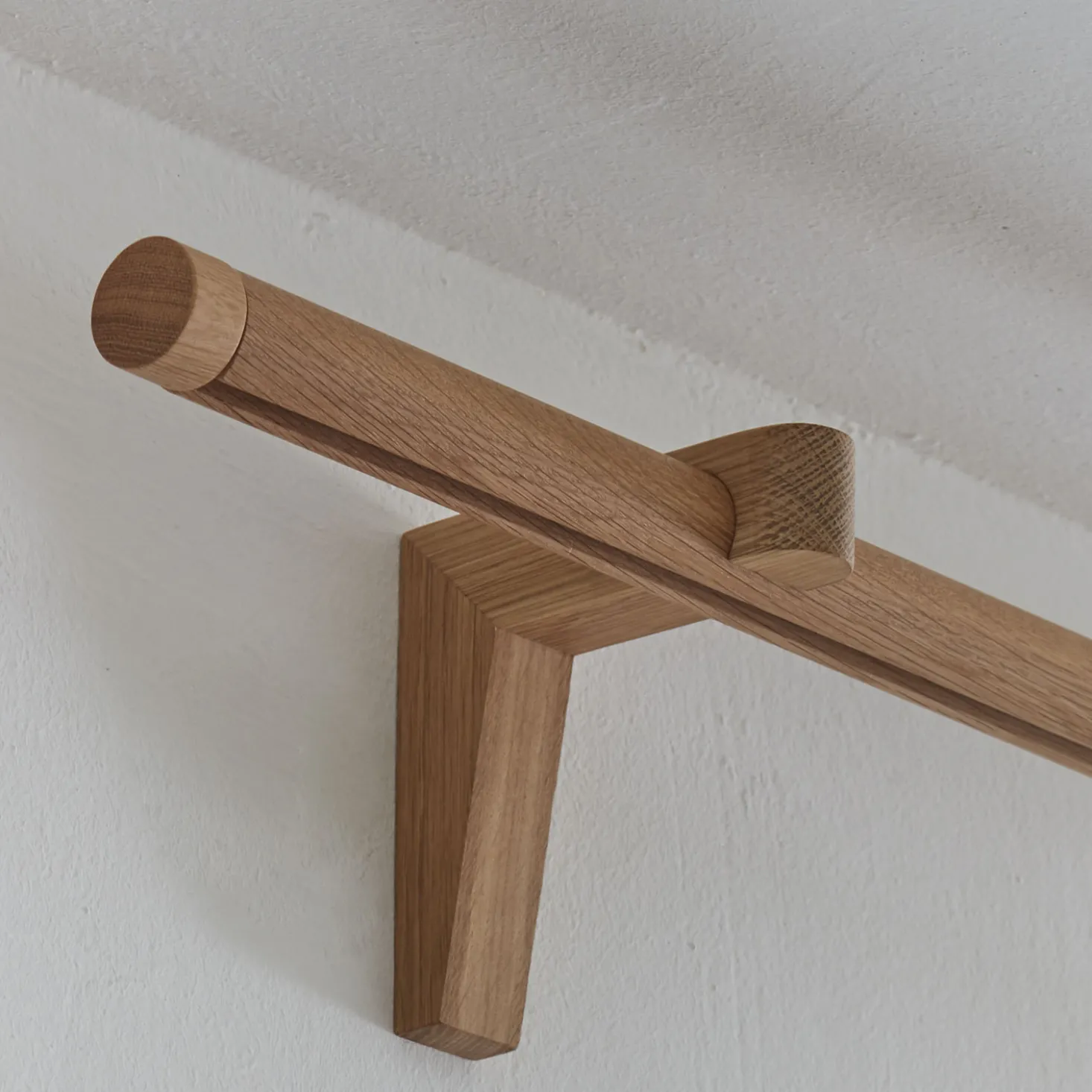 Halterung Listellofür Vorhangstange rund (Buche, 1-läufig)