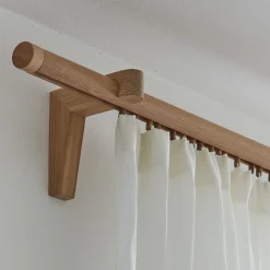 Halterung Listellofür Vorhangstange rund (Buche, 1-läufig)