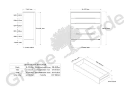 Highboard Tenso(Eiche, 5 Laden, 100,2)