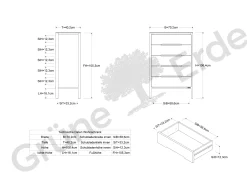 Highboard Tenso(Esche, 5 Laden, 70,2)