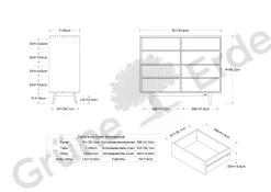 Highboard Tesoro mit 8 Laden B 120 x T 45 x H 99 cm(Eiche)