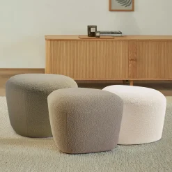 Hocker Avello B 55,9 x T 55 x H 40 cm (Woll-Bouclé Casello Taupe (143))