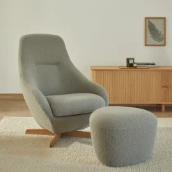 Hocker Avello B 55,9 x T 55 x H 40 cm (Woll-Bouclé Casello Taupe (143))