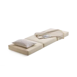 Hocker Tamu PurB 75 x T 67 x H 40 cm, inkl. Housse (Baumwollstoff Ondula Taupe)