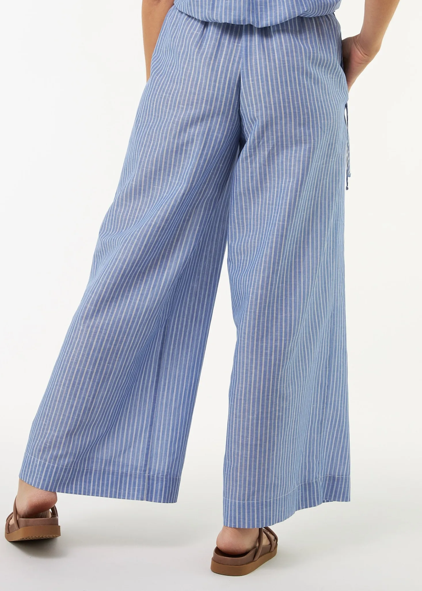 Hose aus Bio Baumwolle und Leinen(blau/weiss streif, 38)