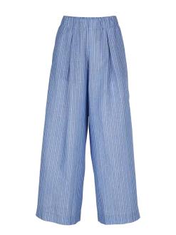 Hose aus Bio Baumwolle und Leinen(blau/weiss streif, 38)