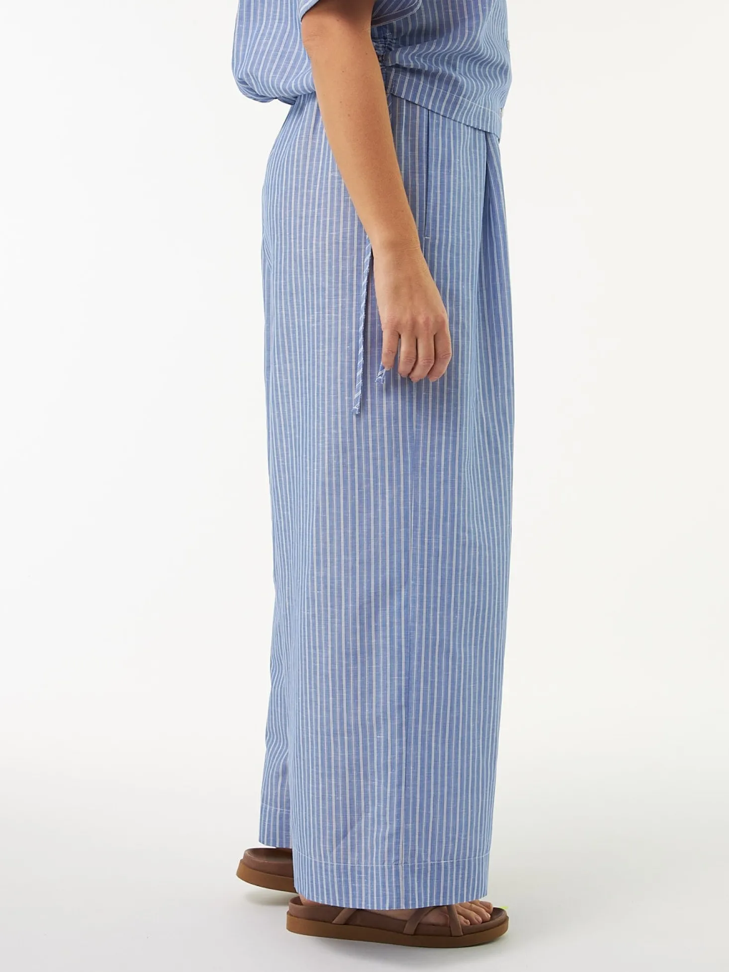 Hose aus Bio Baumwolle und Leinen(blau/weiss streif, 38)