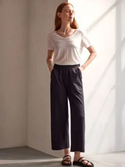 Hose aus Bio Leinen/Baumwolle(schwarz, 36)