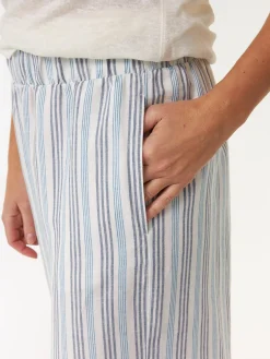 Hose weit aus Bio Leinen und Baumwolle(multistreif blau, 38)