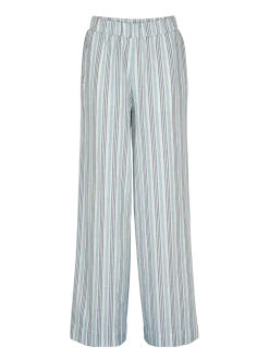 Hose weit aus Bio Leinen und Baumwolle(multistreif blau, 38)