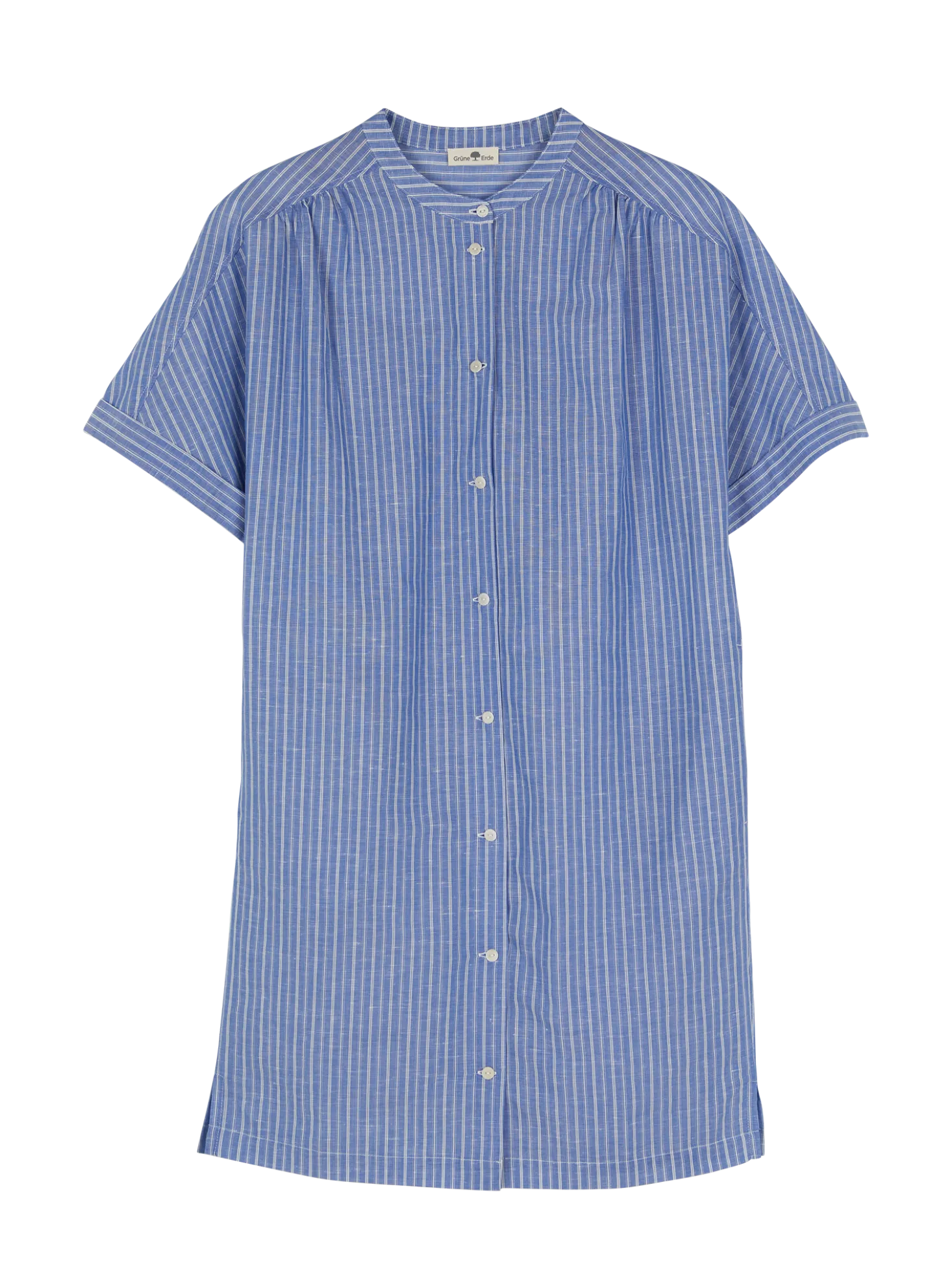 Kimonokleid aus Bio Baumwolle und Leinen(blau/weiss streif, 38)