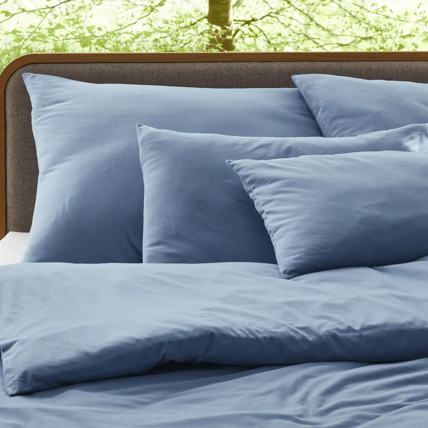 Kissenüberzug Sarah100 % Baumwolle, Jersey, GOTS, NATURTEXTIL BEST (blau, 40 x 60 cm)