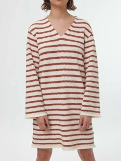 Kleid aus Bio-Baumwolle(offwhite/kastanie jacquard ringel , 36)