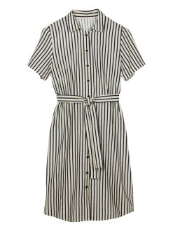 Kleid aus Bio-Baumwolle und Leinen(navy/offwhite streif, 38)
