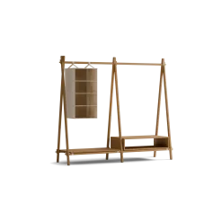 Kleiderständer Jukai Purmit Anbauelement, Ablageboard, Box und Hängefächer (Eiche)