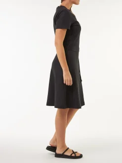 Kleid in Wickeloptik aus Bio Leinen/Baumwolle(schwarz, 38)