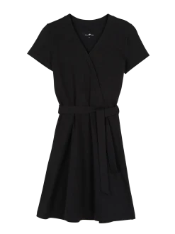 Kleid in Wickeloptik aus Bio Leinen/Baumwolle(schwarz, 38)
