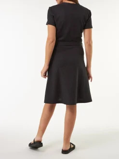 Kleid in Wickeloptik aus Bio Leinen/Baumwolle(schwarz, 38)