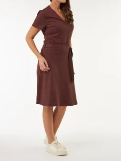 Kleid in Wickeloptik aus Bio Leinen/Baumwolle(chocolate, 38)