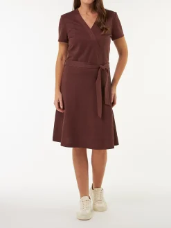 Kleid in Wickeloptik aus Bio Leinen/Baumwolle(chocolate, 38)