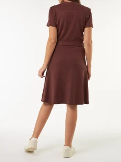 Kleid in Wickeloptik aus Bio Leinen/Baumwolle(chocolate, 38)