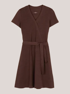 Kleid in Wickeloptik aus Bio Leinen/Baumwolle(chocolate, 38)