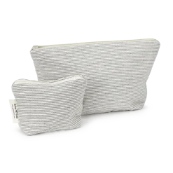 Kosmetiktasche Nikagraphit gestreift, 100 % Baumwolle, GOTS (klein)