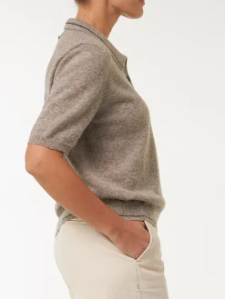 Kurzarmpullover aus Yakhaar und Schurwolle(yak mix natur/hasel, XS)