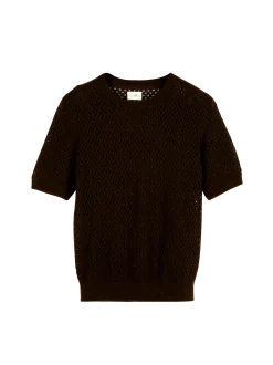 Kurzarmpullover aus Yakwolle(espresso, XS)