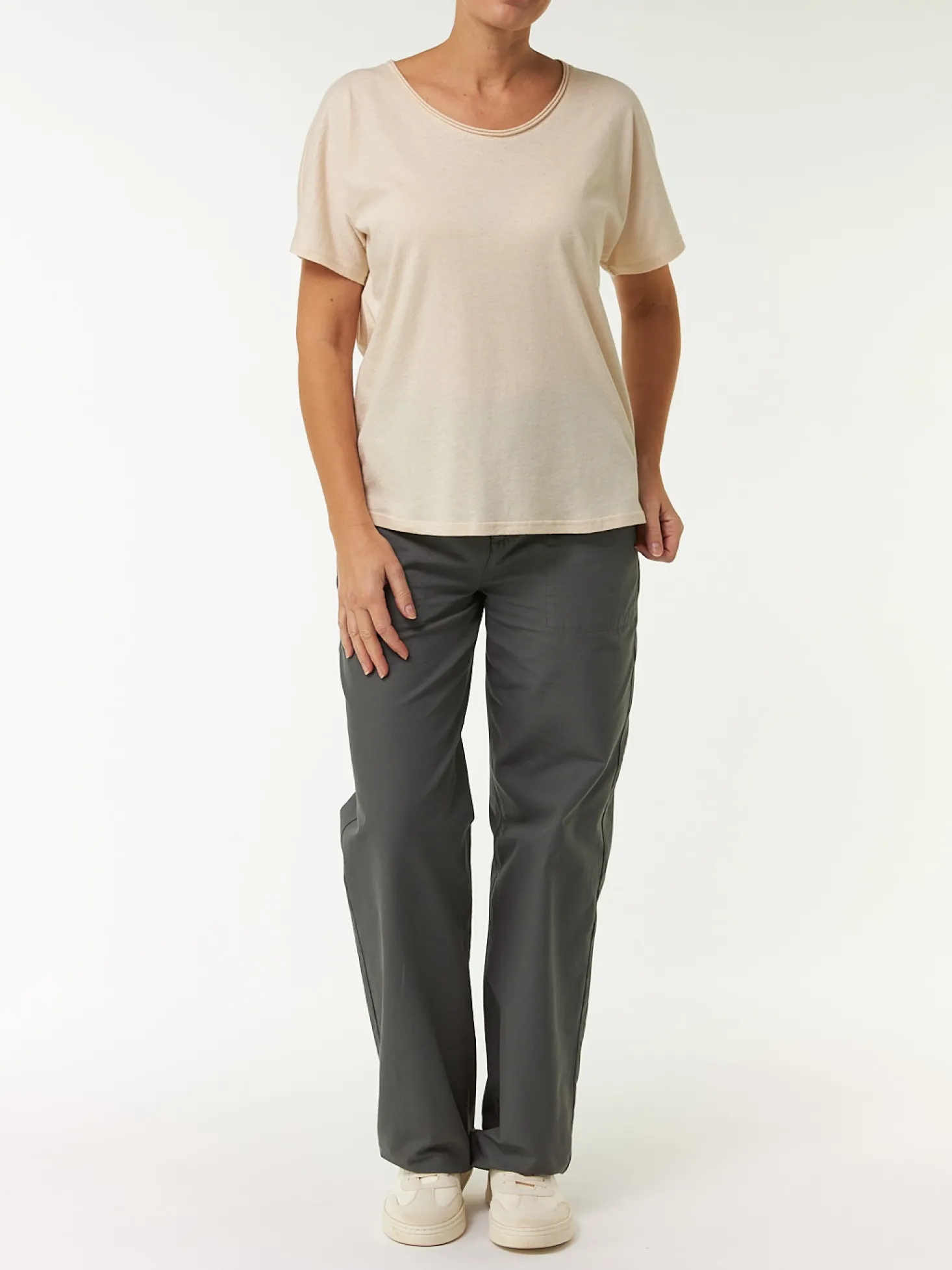 Kurzarmshirt aus Bio Baumwolle/Hanf(natur, 38)
