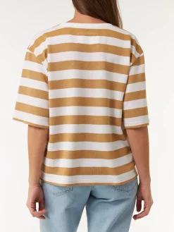 Kurzarmshirt aus Bio Baumwolle(rattan/offwhite ringel, XS)