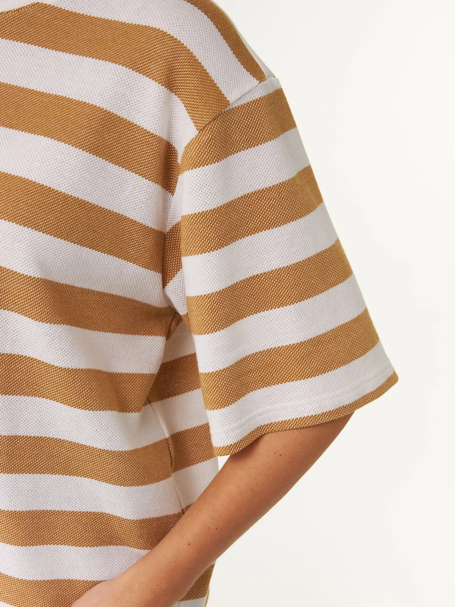 Kurzarmshirt aus Bio Baumwolle(rattan/offwhite ringel, XS)
