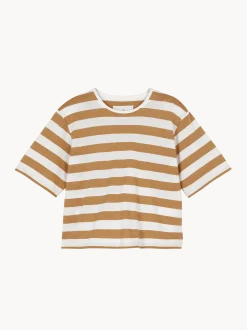 Kurzarmshirt aus Bio Baumwolle(rattan/offwhite ringel, XS)