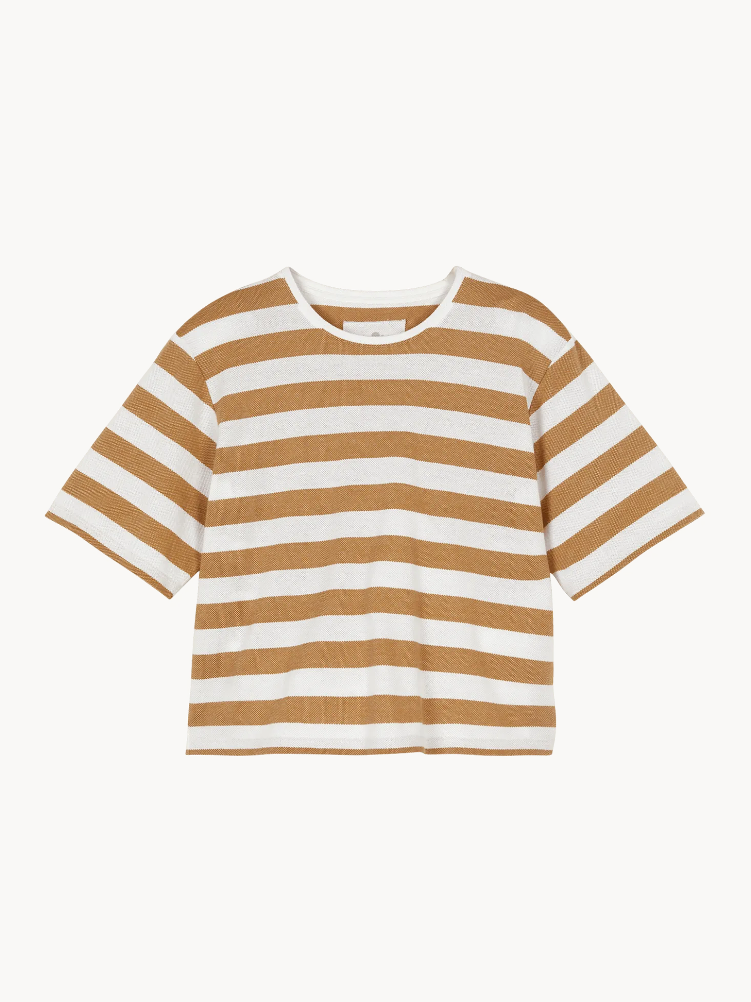 Kurzarmshirt aus Bio Baumwolle(rattan/offwhite ringel, XS)